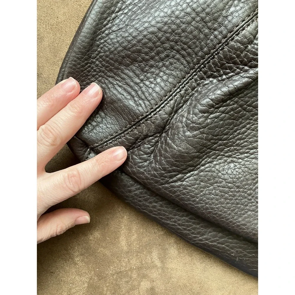 COLE HAAN Brown Pleated Pebbled Leather Hobo Large Shoulder‎ Tote Shopper Bag